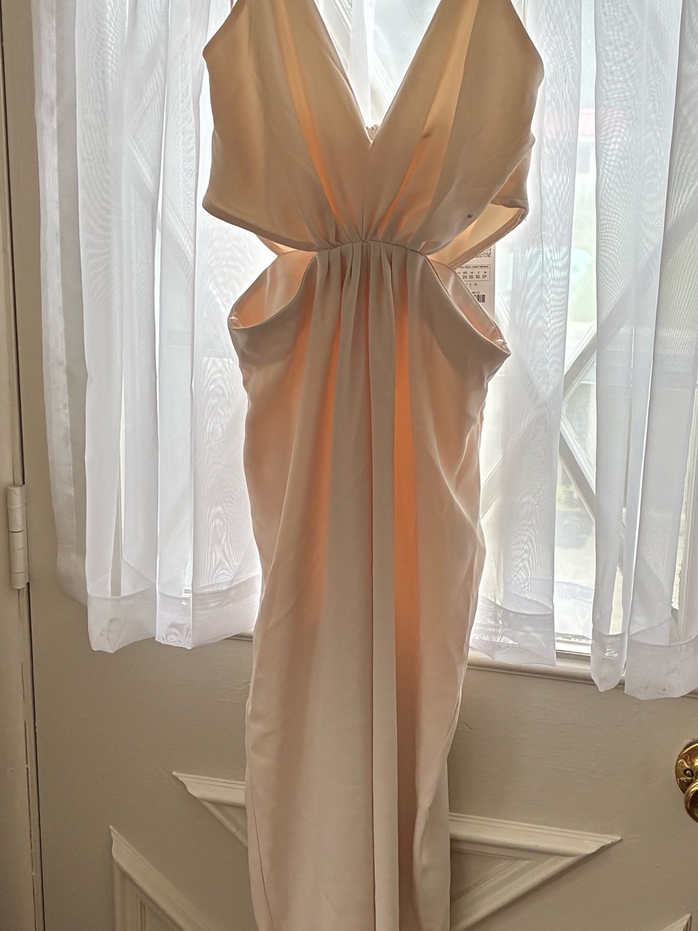 Zara Cream Plunging Cutout Prom Dress